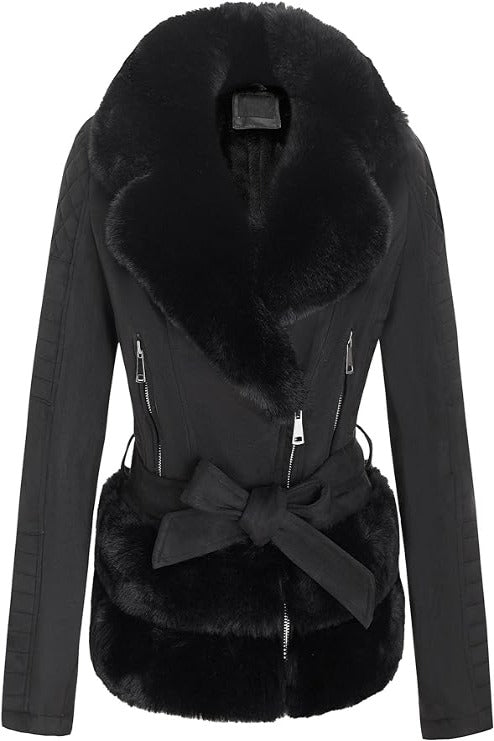 Bellivera Faux Leather Coat-8831ABlack-004-Front