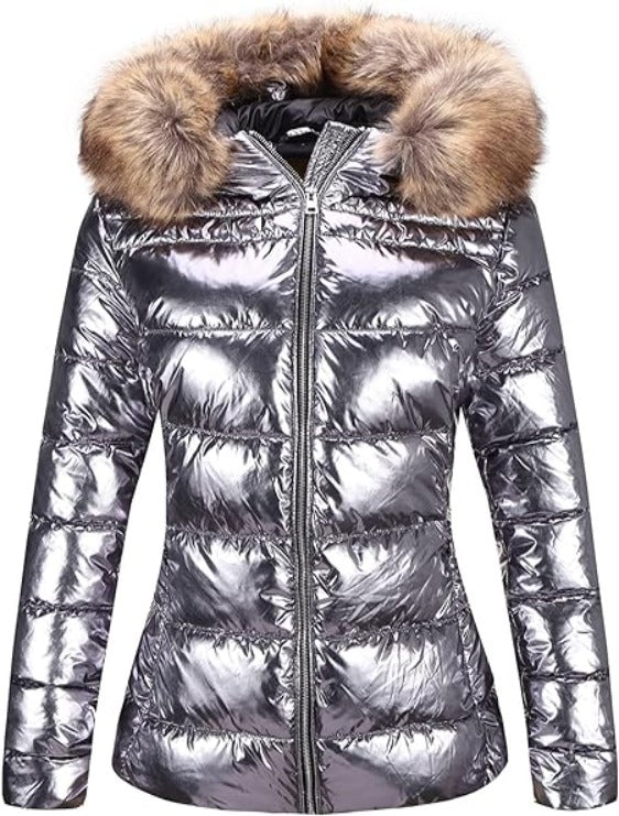 Bellivera Puffer Jacket-7695Silver-001-Front