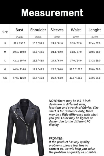 Bellivera Faux Leather Coat-53Black-Measurement