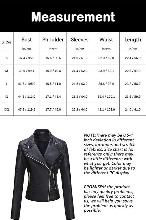 Bellivera Faux Leather Coat-54Black-Measurement