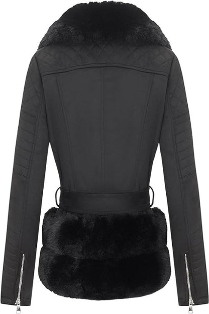 Bellivera Faux Leather Coat-8831ABlack-001-Back