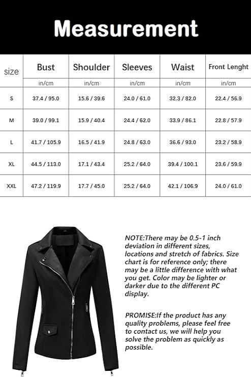 Bellivera Faux Suede Leather Jacket-64KBlack-Measurement