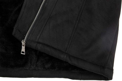 Bellivera Faux Suede Leather Jacket-7923Black-001-Detail