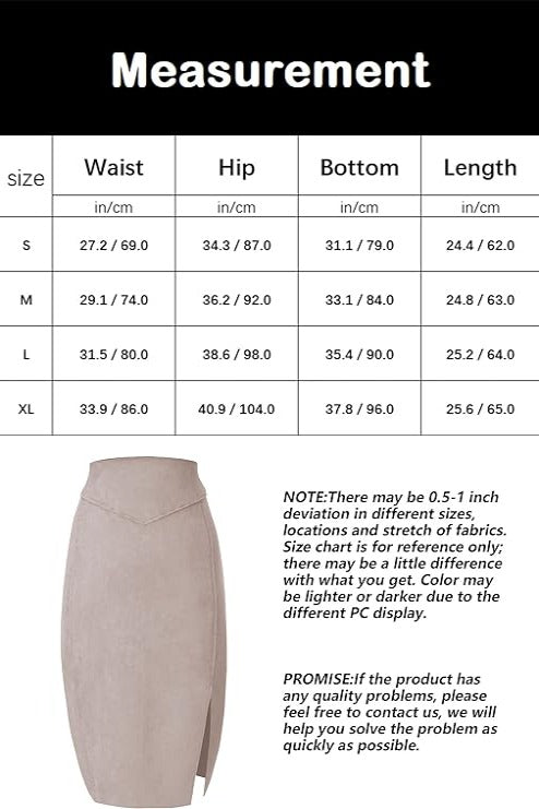 Bellivera Faux Suede Skirt-FF21Beige-Measurement