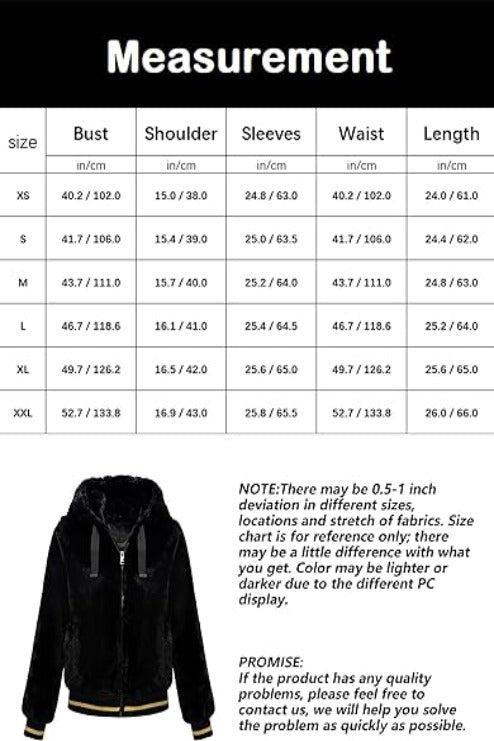 Bellivera Fleece Jacket-1712014ABlack-Measurement