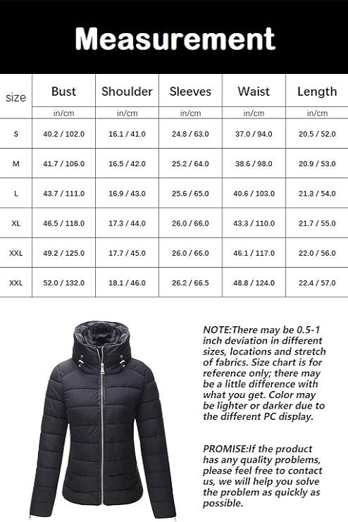 Bellivera Puffer Jacket-1712019Black-Measurement