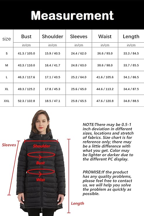 Bellivera Puffer Jacket-207Black-Measurement