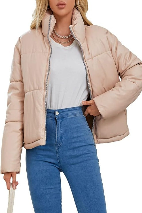 Bellivera Puffer Jacket-215001Beige-004-Front