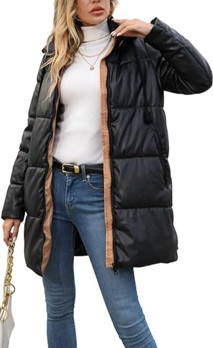 Bellivera Puffer Jacket-21Blackkhaki-001-Front