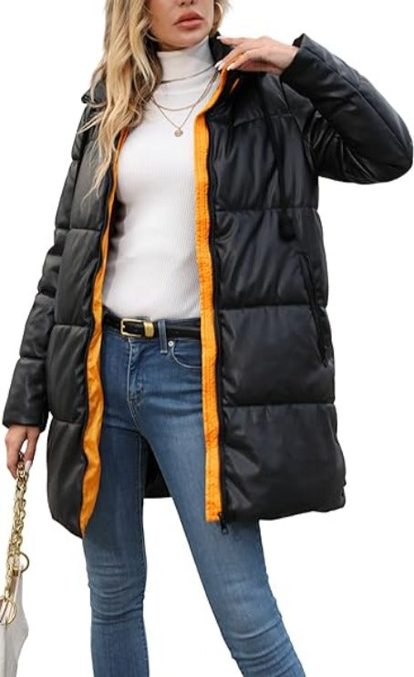 Bellivera Puffer Jacket-21Blackorange-001-Front