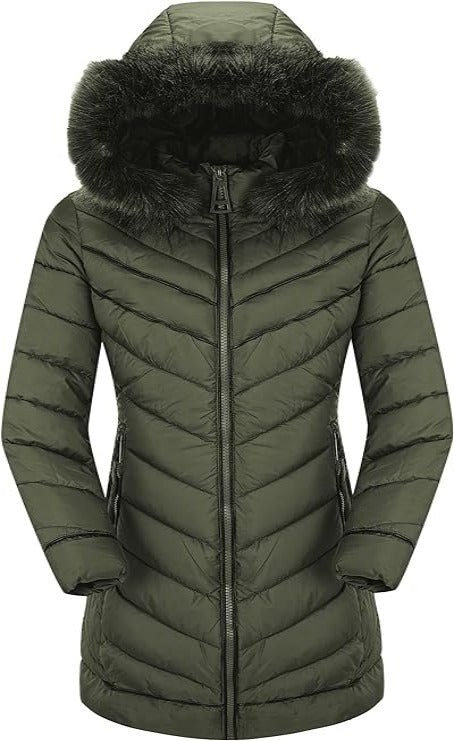 Bellivera Puffer Jacket-23707Green-001-Front