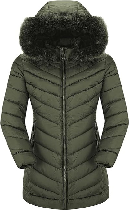 Bellivera Puffer Jacket-23707Green-001-Front