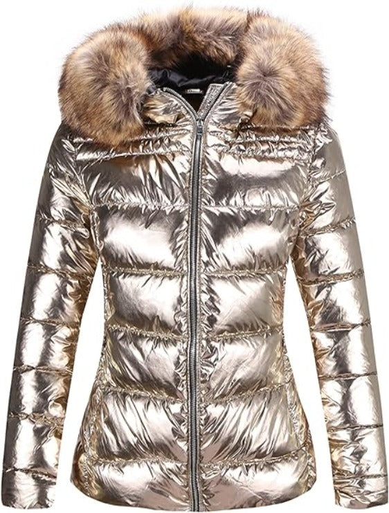 Bellivera Puffer Jacket-7695Gold-001-Front