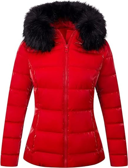 Bellivera Puffer Jacket-7695Red-001-Front