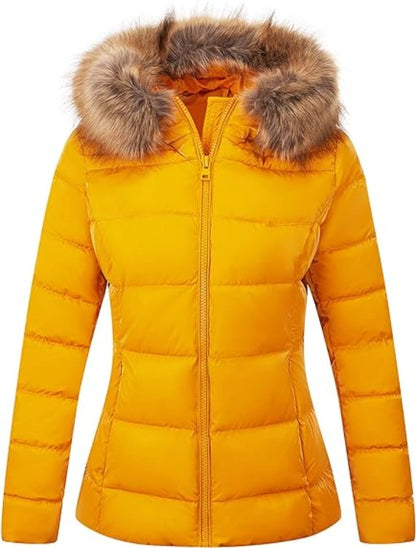 Bellivera Puffer Jacket-7695Yellow-001-Front