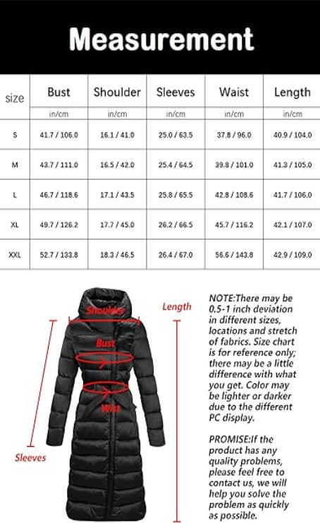 Bellivera Puffer Jacket-7734Black-Measurement